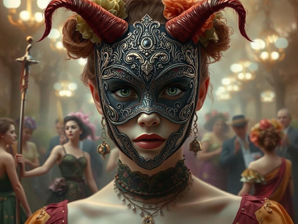 Masked Woman Portrait in Renaissance Style