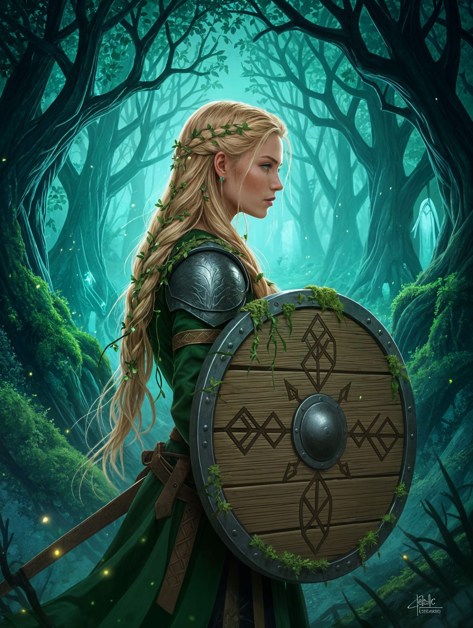 Solemn Shieldmaiden in Enchanted Twilight