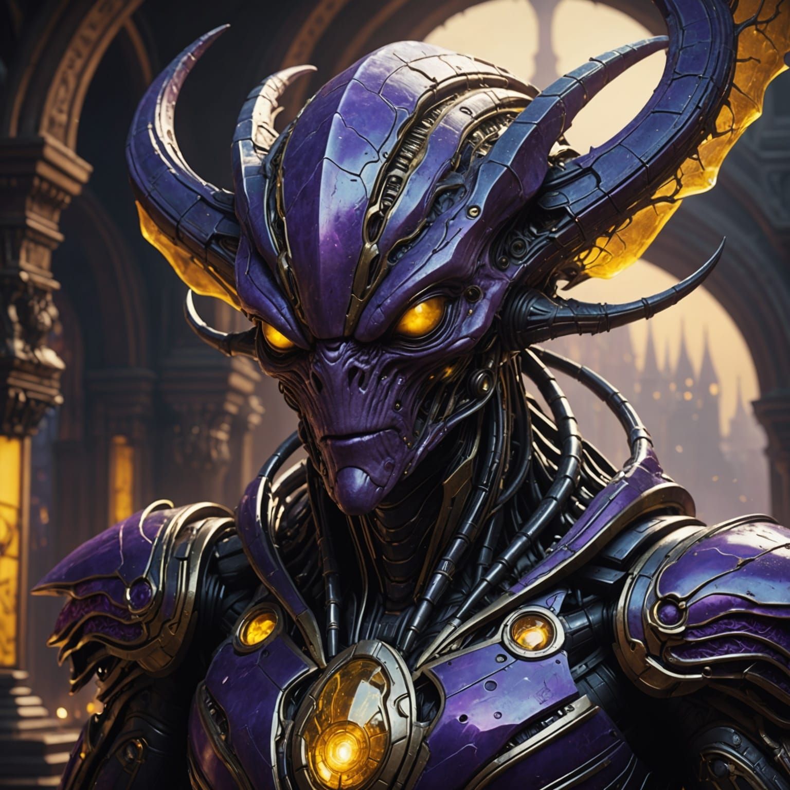 Detailed Giant Alien Boss in Dark Fantasy Style