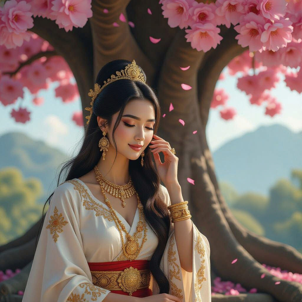 Serene Goddess: A Magical Indonesian Moment in 8K