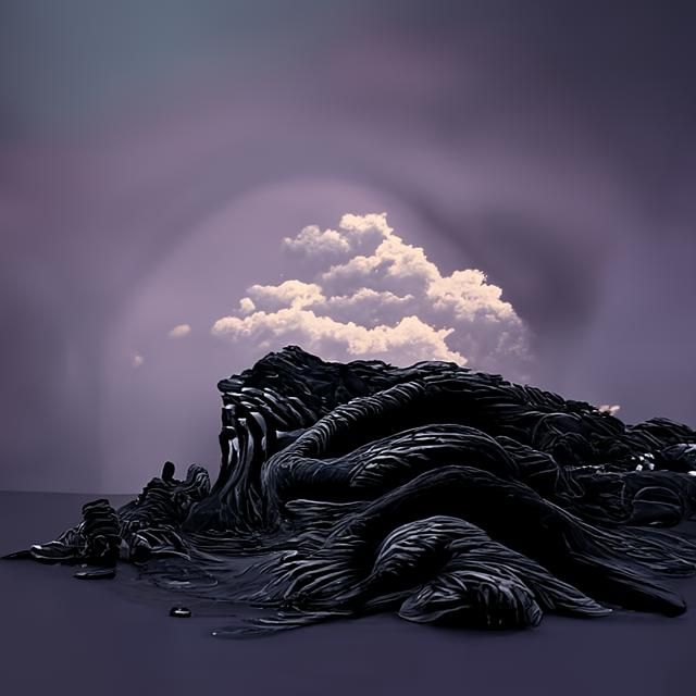 Psychedelic Giant Monster Trampling Island in Technicolor