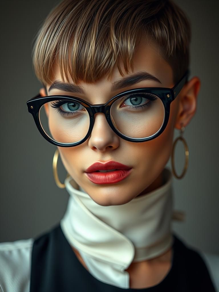 Photorealistic Close-Up of a Woman in Vogue Aesthetic
