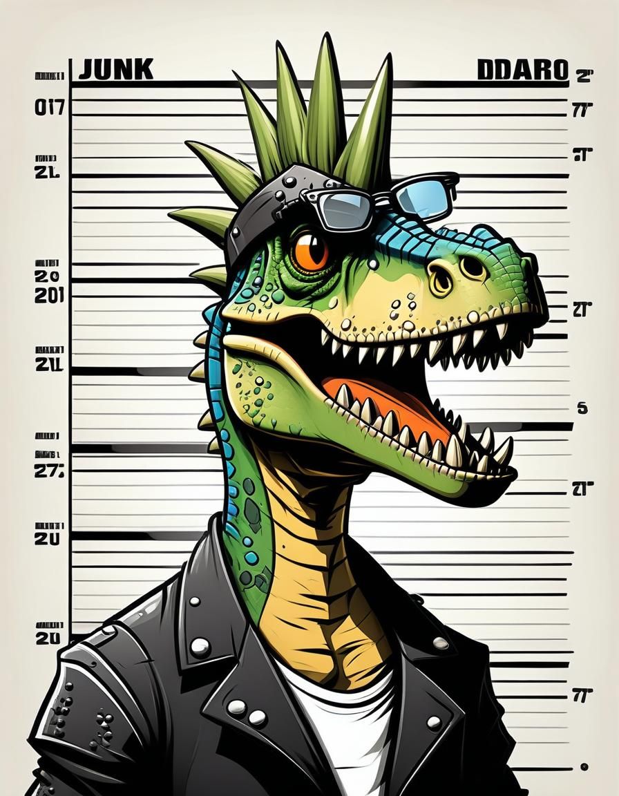 Cartoon Punk Dinosaur Mugshot