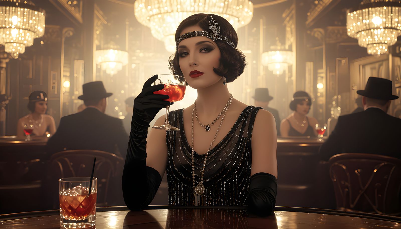 Atmospheric 1920s Speakeasy Interior in Hyperrealistic Style
