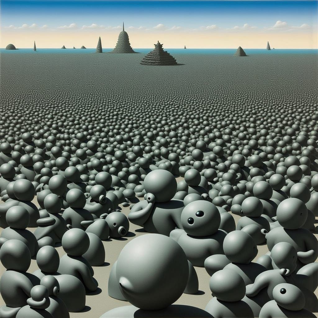 Surreal Black Beach Landscape in Cyberpunk Style