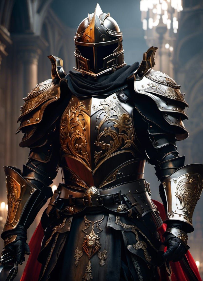 Valkyrie Knight in Rococo Armor: Digital Portrait