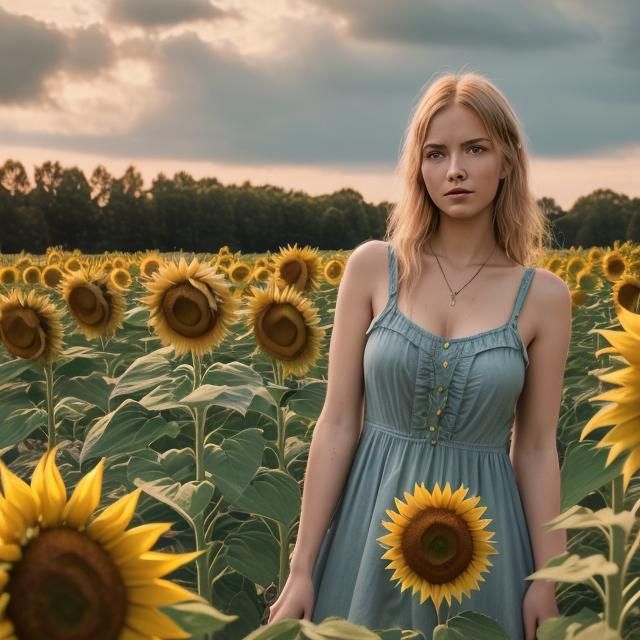 Swedish Woman in Sunflower Dress Tarot Card