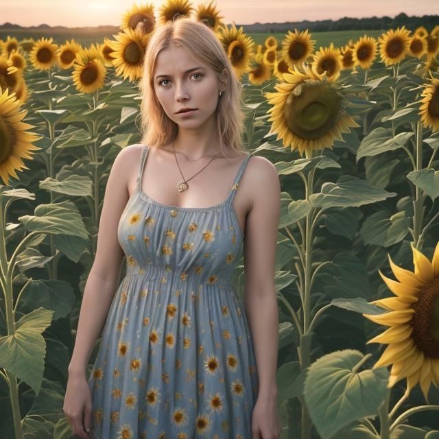Swedish Woman in Sunflower Dress: Tarot Card