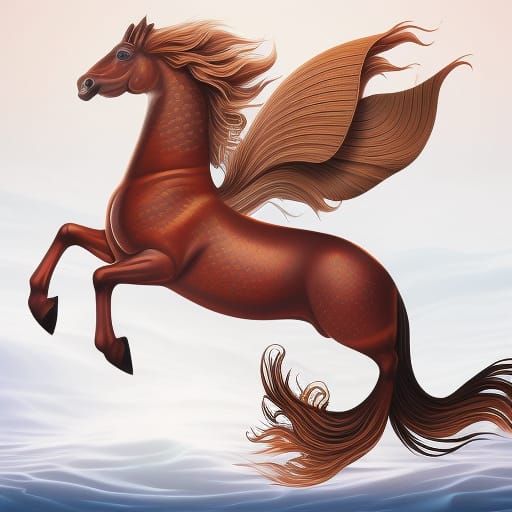 Iridescent Hippocampus: Mythical Horse-Fish in 3D