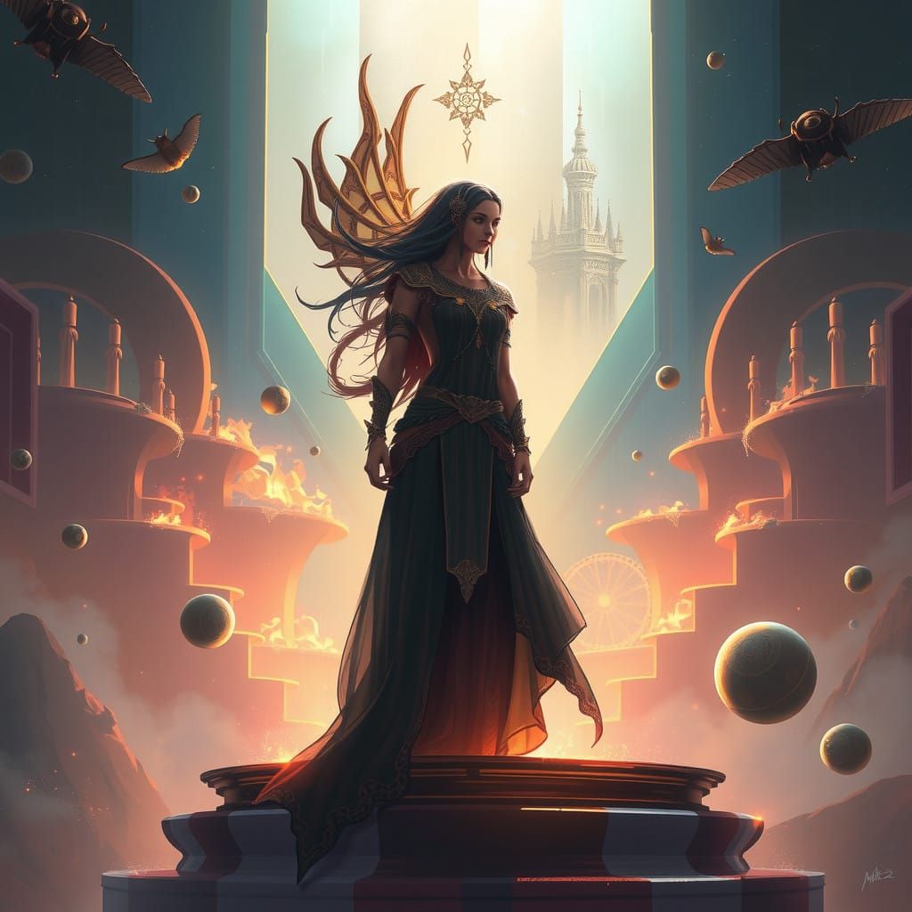 The Gatekeeper Within Infinite Garden in Cyberpunk Style