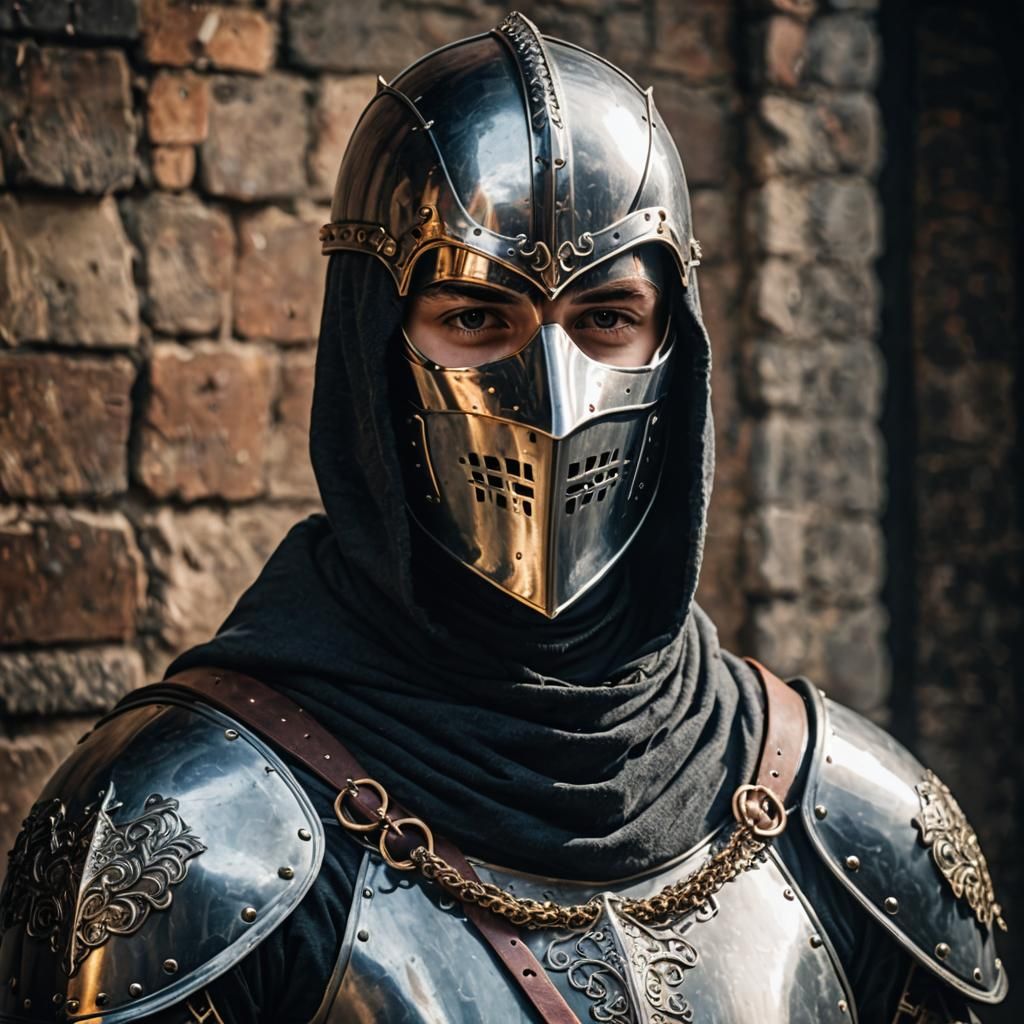 Masked Knight Portrait in Hood