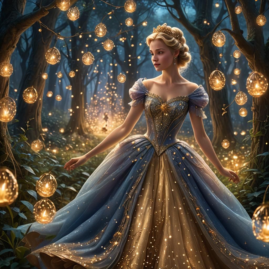 Cinderella in Enchanted Forest: Fantasy Concept Art