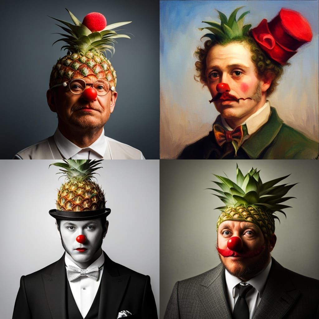 Pineapple Dressed as a Clown: AI Generated