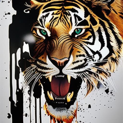 Eldritch Tiger in Liquid Ink Style