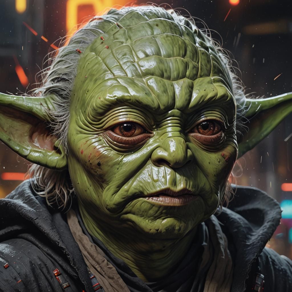 Hyperrealistic Darth Yoda Splash Art Portrait