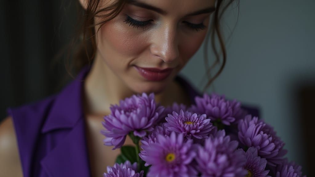 Elegant Widow in Regal Purple Attire