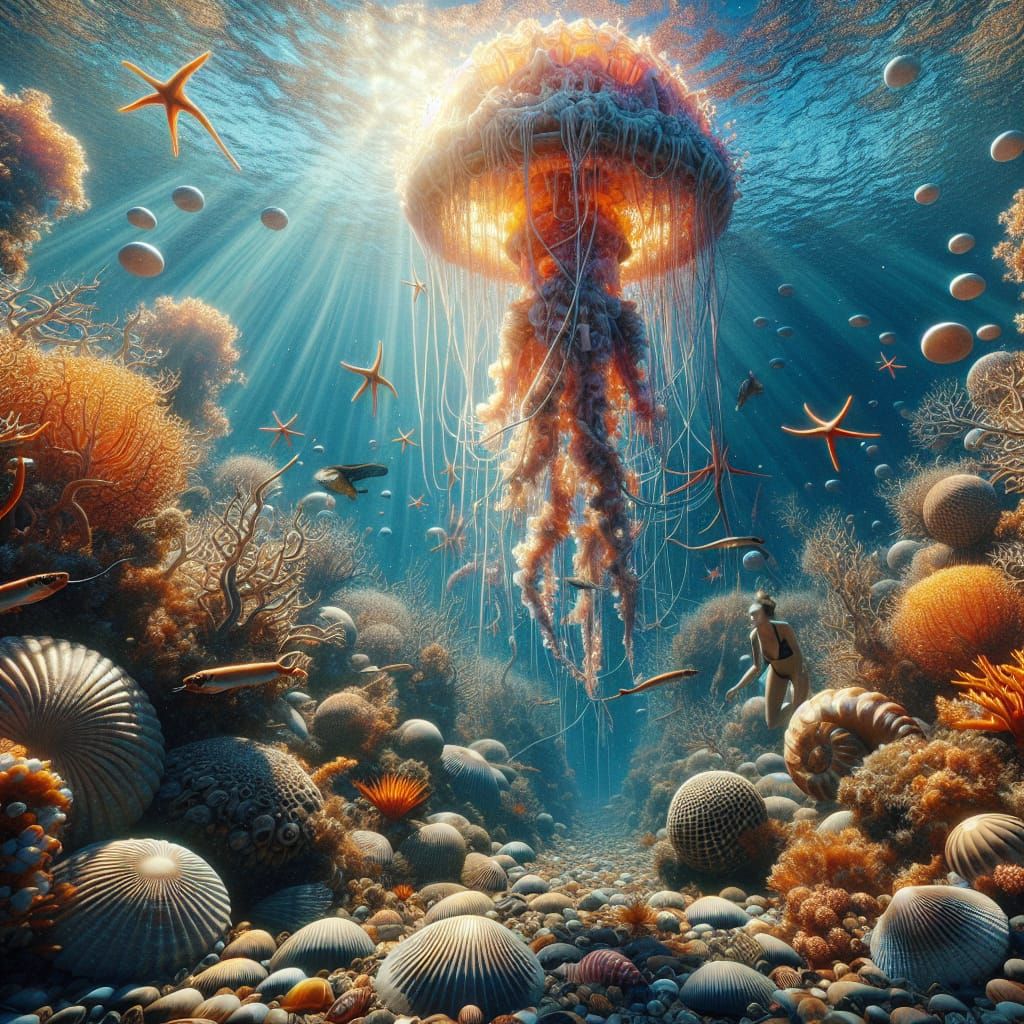 Underwater Dreamscape with Giant Jellyfish