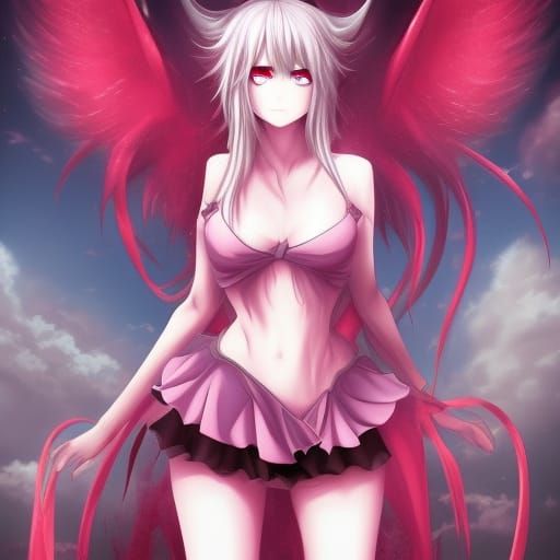 Anime Art: Half-Demon, Half-Angel Character