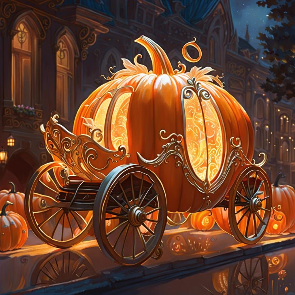 Cinderella's Magical Pumpkin Carriage in Disney Style