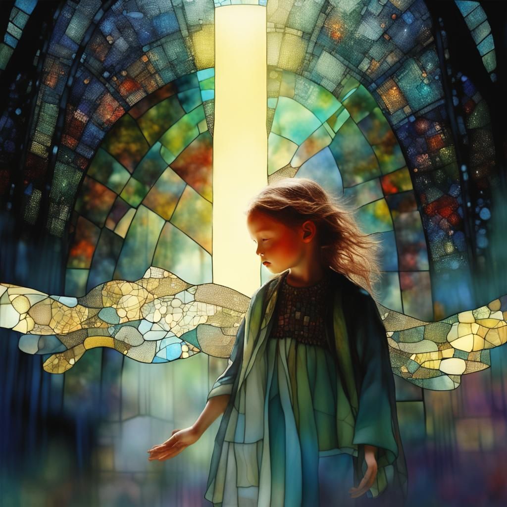 Stained Glass Art Brut Liquid Ink Illustration