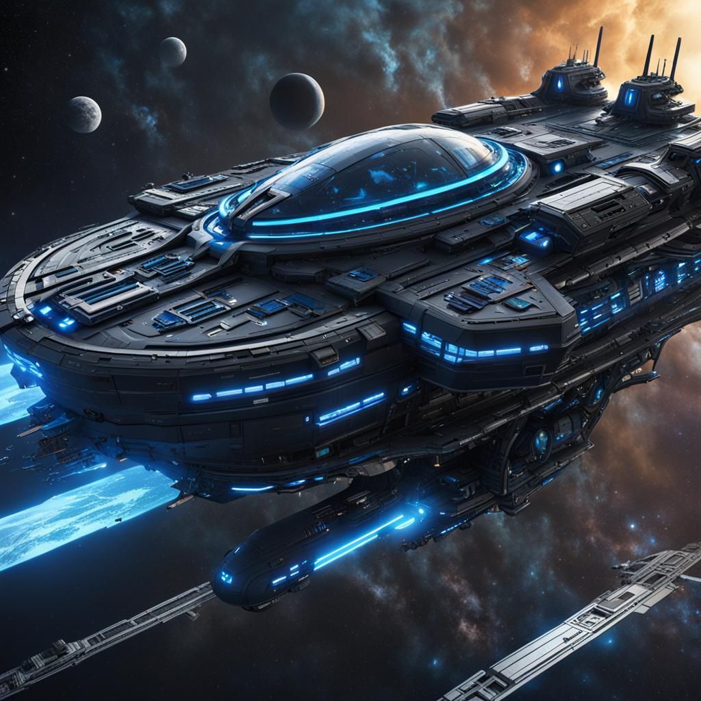 Futuristic Intergalactic Space Cruiser in Detailed Matte Pai...