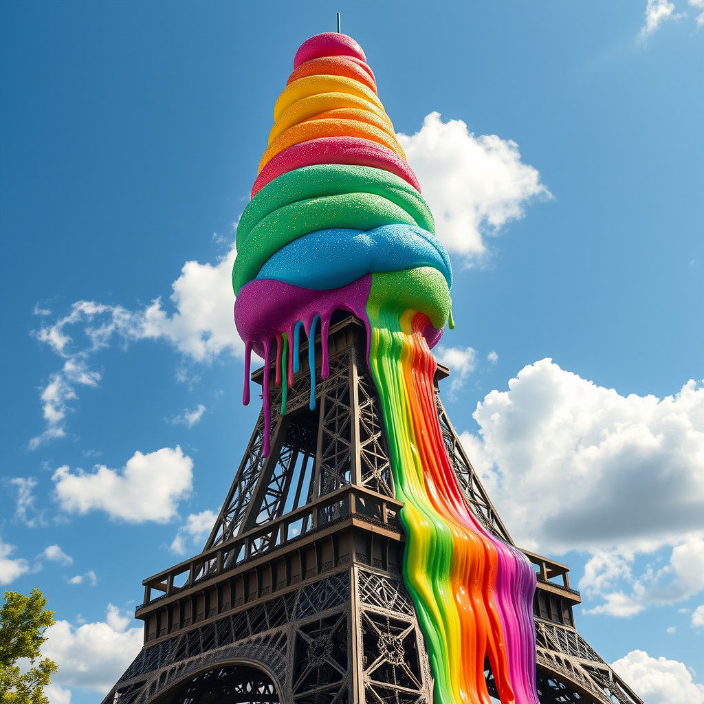 Rainbow Ice Cream Eiffel Tower: A Whimsical Paris Dream