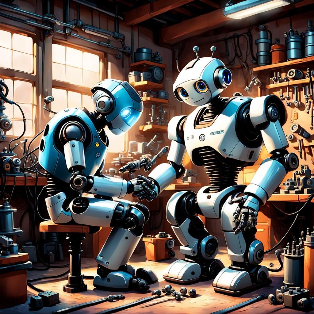 Mechanic and Robot Friendship in DreamWorks Style