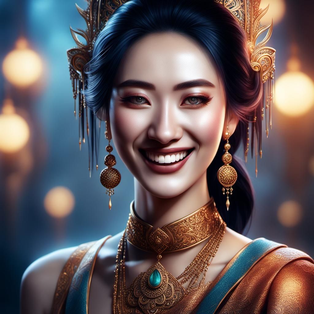 Laughing Beauty: Fantasy Realism Portrait