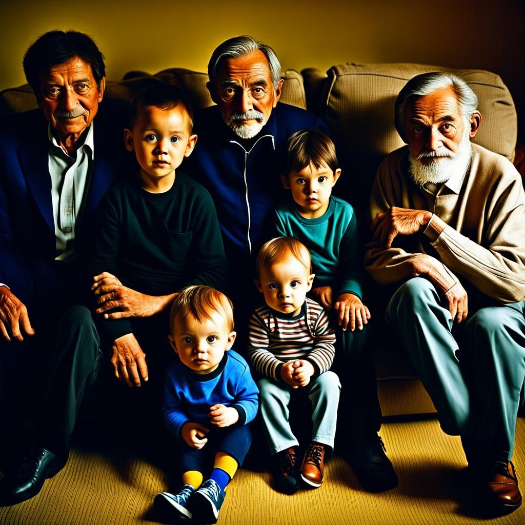 Multi-Generational Family Portrait with Colorful Shoes