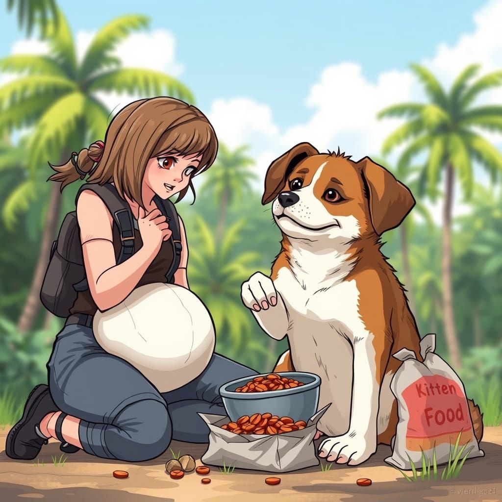 Chubby Hybrid Canine in Lush Jurassic World Landscape