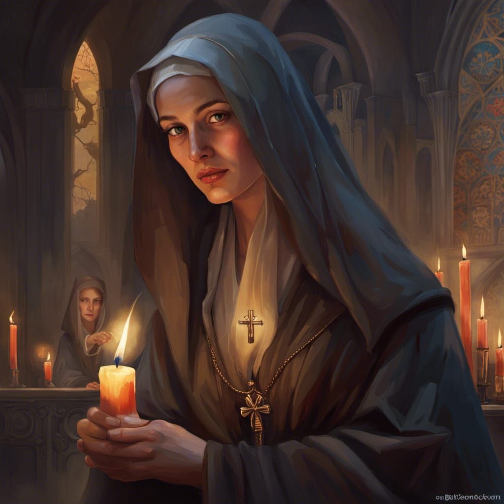 Vampire Nun Portrait in Orthodox Convent, Renaissance Style