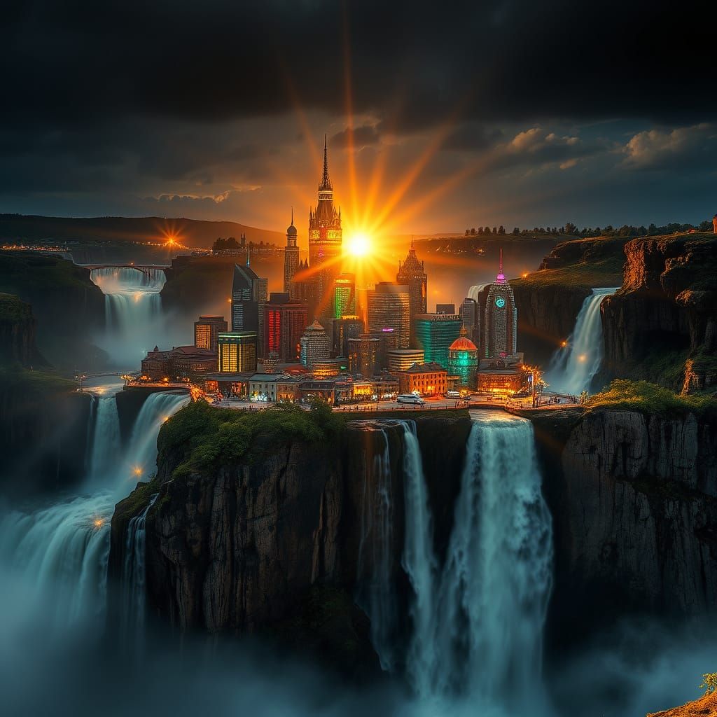 Stainless Steel City Transformed by Stained Glass Prismatics