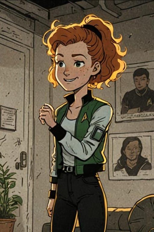 Sci-Fi Comic Art of Woman in Quarters