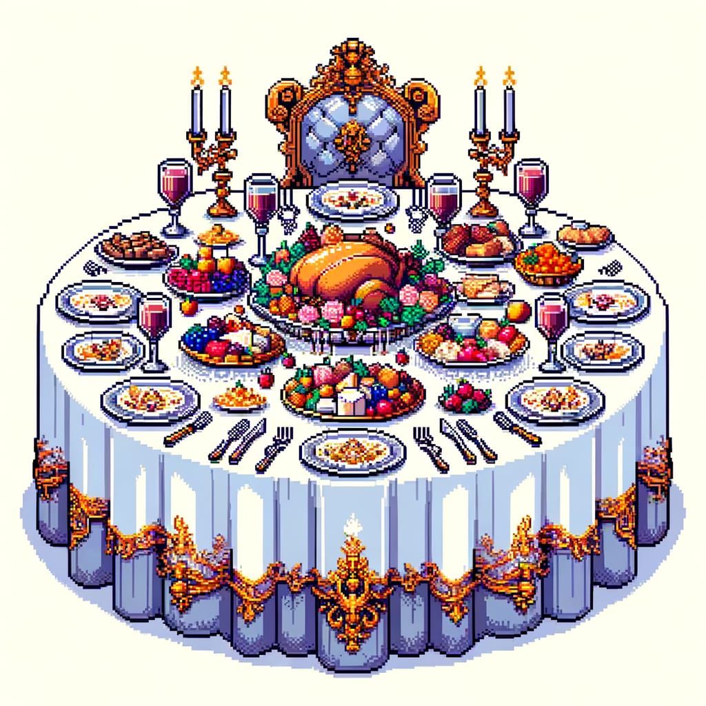 8-Bit Pixel Art of an Opulent Feast