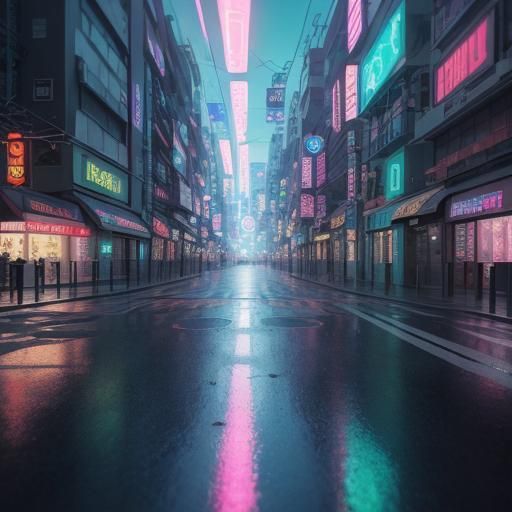 Anime Character in Dreamlike Cityscape