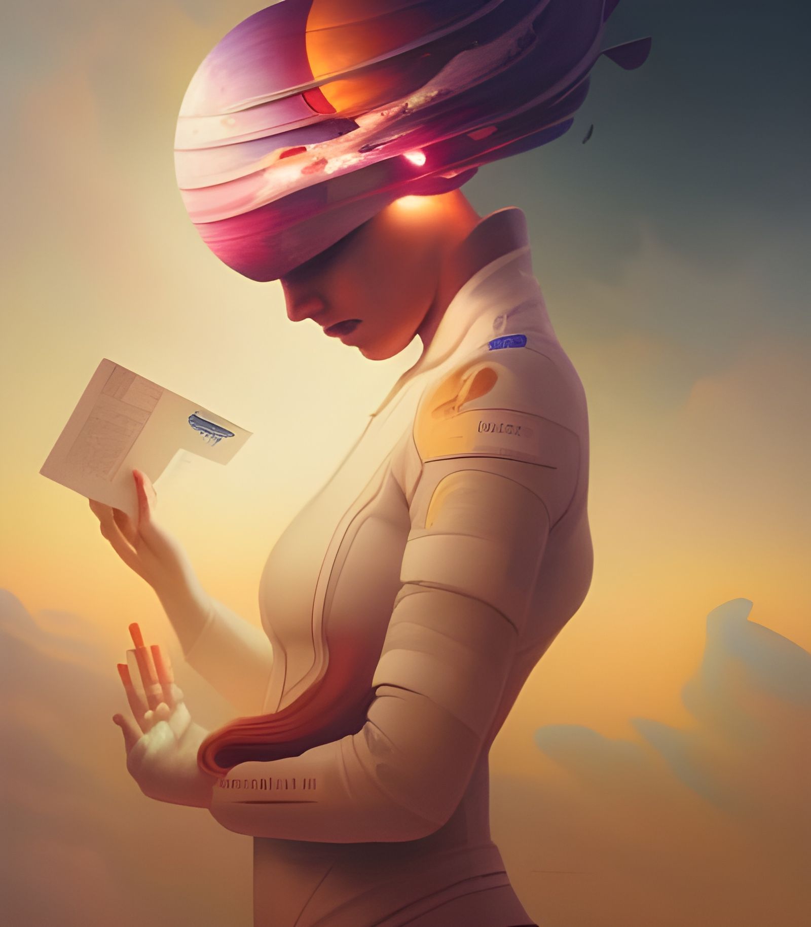 Astronaut Woman: Fine Art Oil Painting