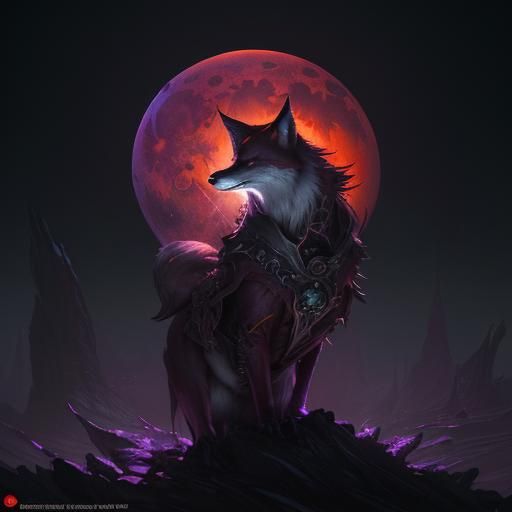 Blood Moon Fox in Dark Fantasy Style