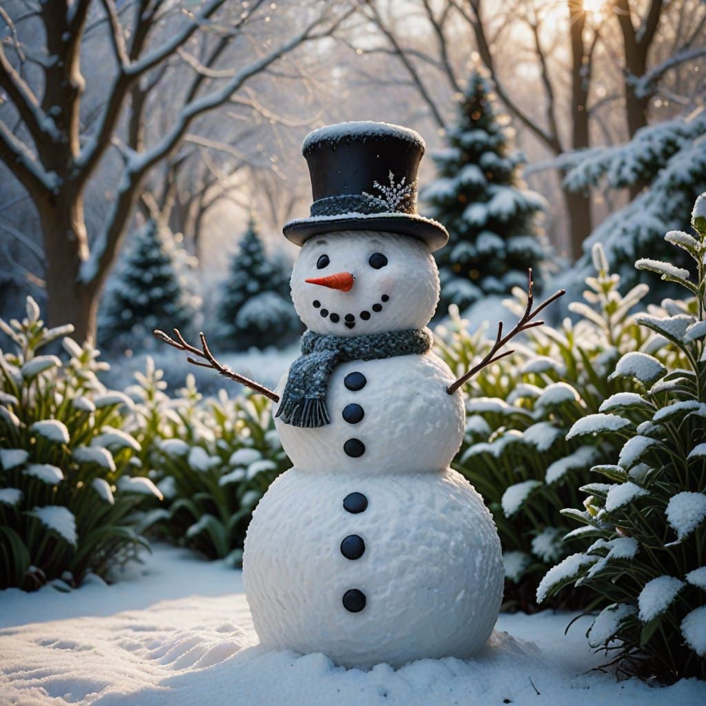 Serenity in Winter Wonderland: A Majestic Snowman in Nature