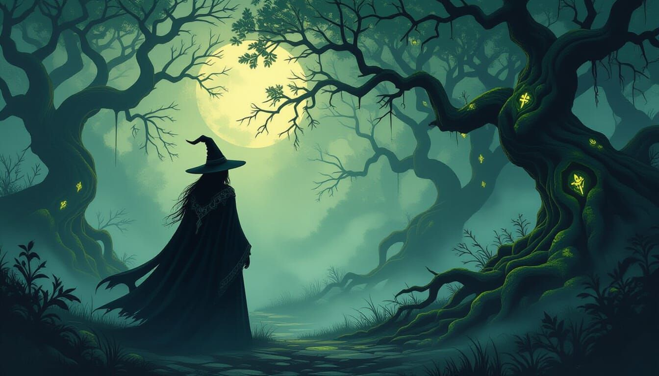 Enchanted Forest Witch in Dark Fantasy Style
