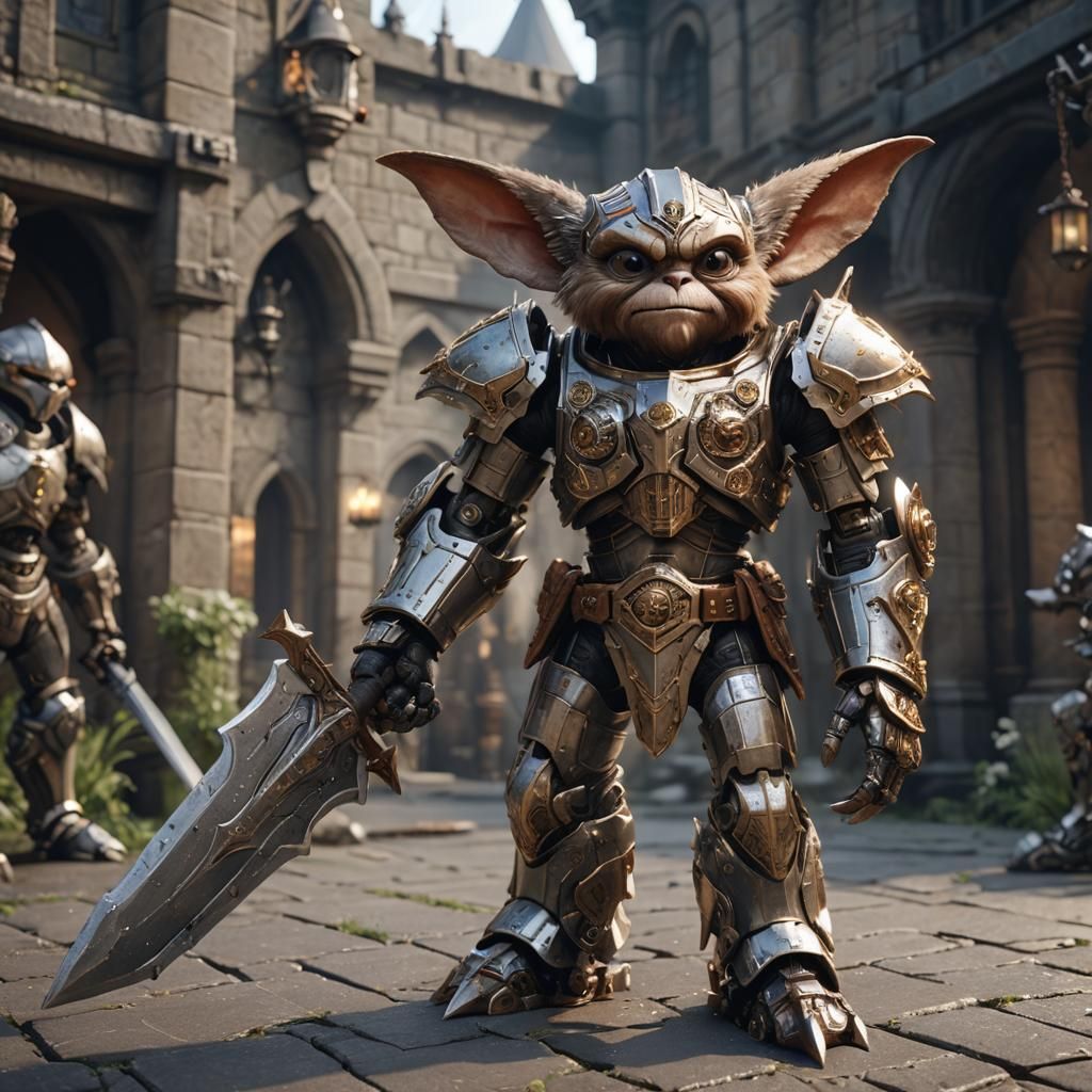 Gizmo Gremlins Knight Warrior in Sci-Fi Style