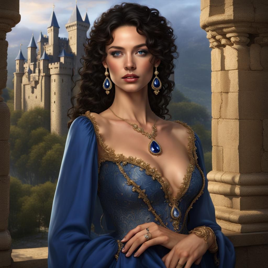 Woman in Medieval Gown, Fantasy Concept Art