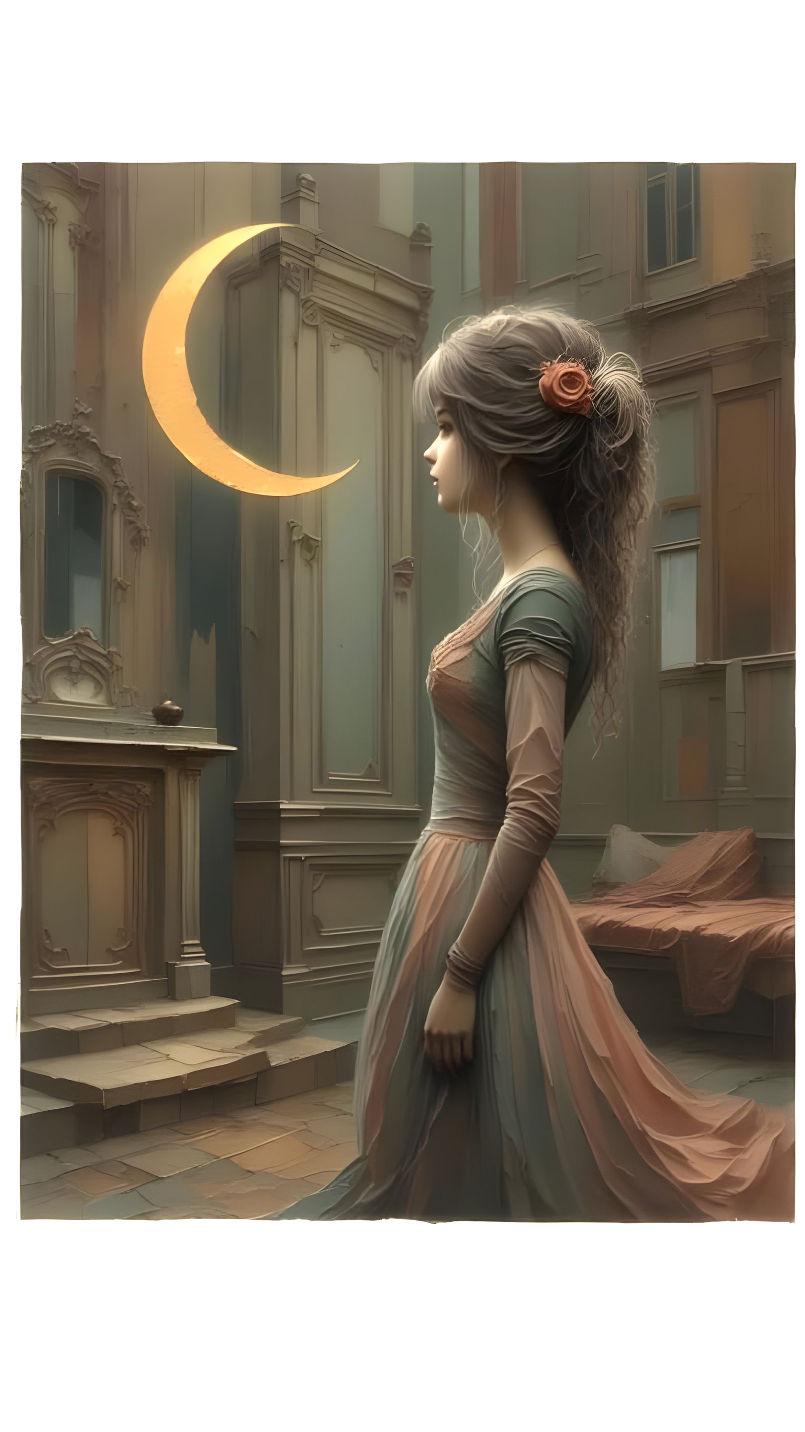 Mysterious Renaissance Painting with Iridescent Sunshine Ray...