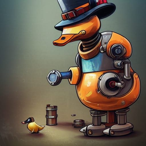 Steampunk Robot Duck in Dinosaur Cosplay