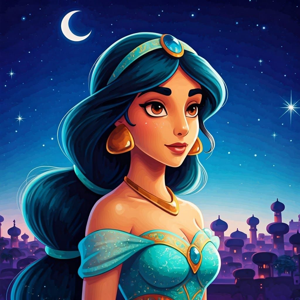 Princess of Agrabah in Asian Watercolor Style