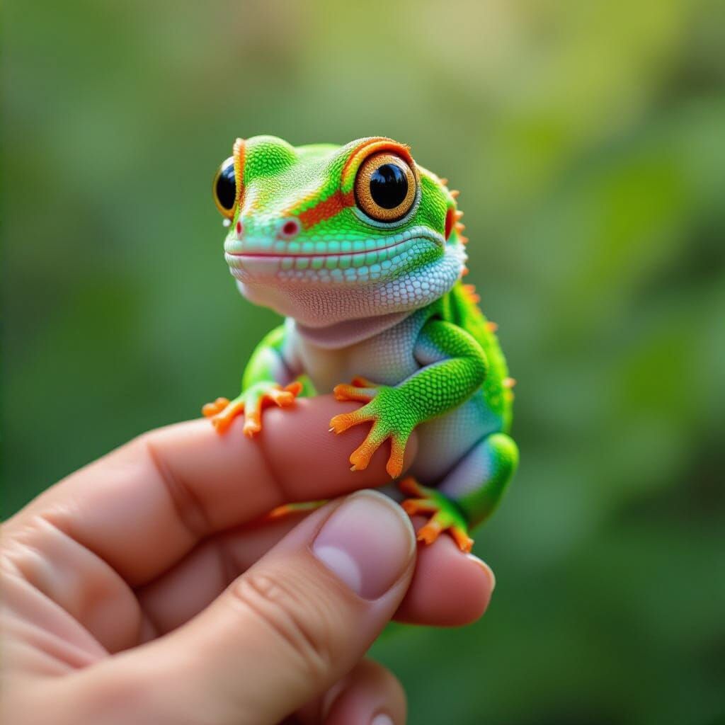 Cute Kawaii Gecko in Hyperdetailed Digital Illustration