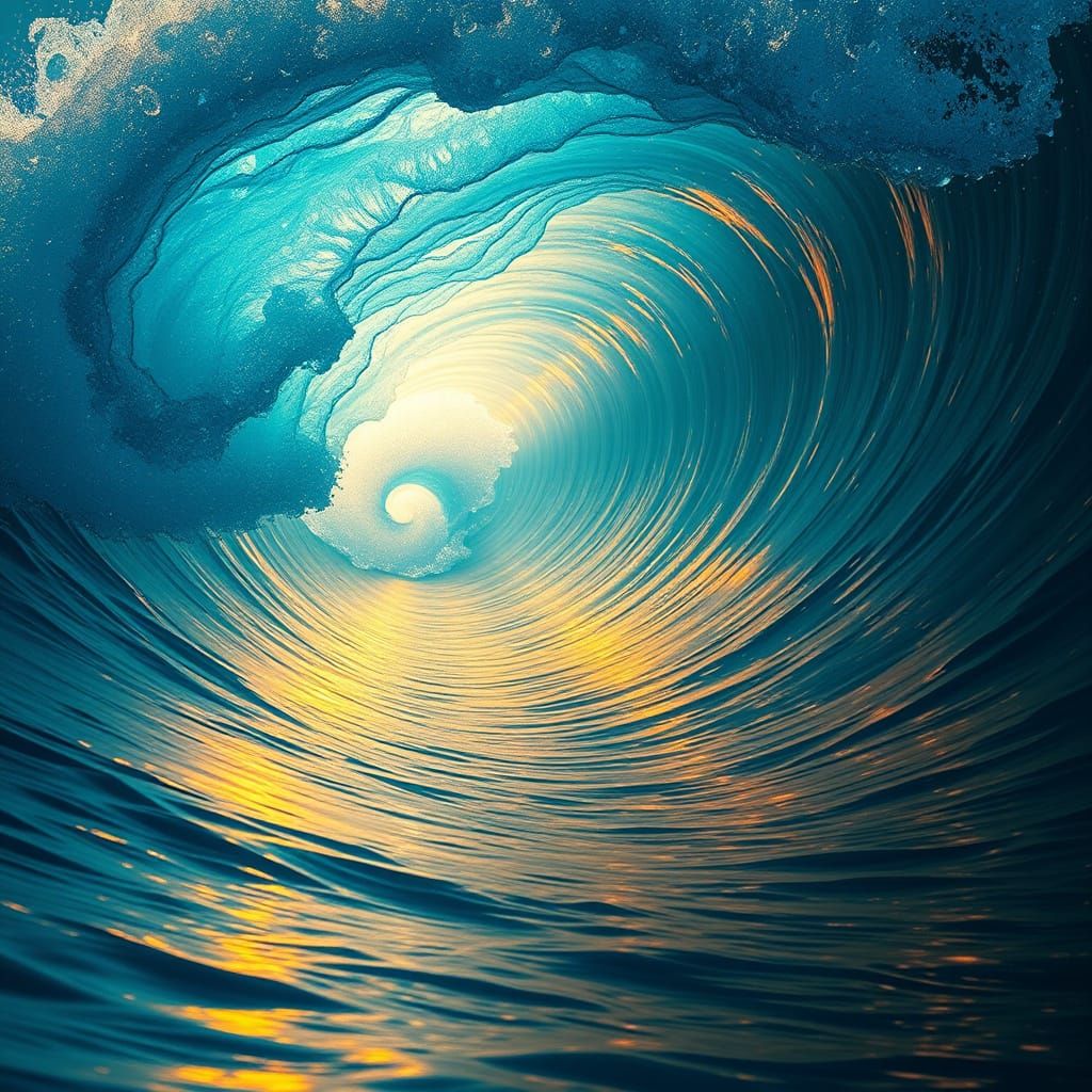 Ethereal Wave Crests with Translucent Veil and Mythic Patter...