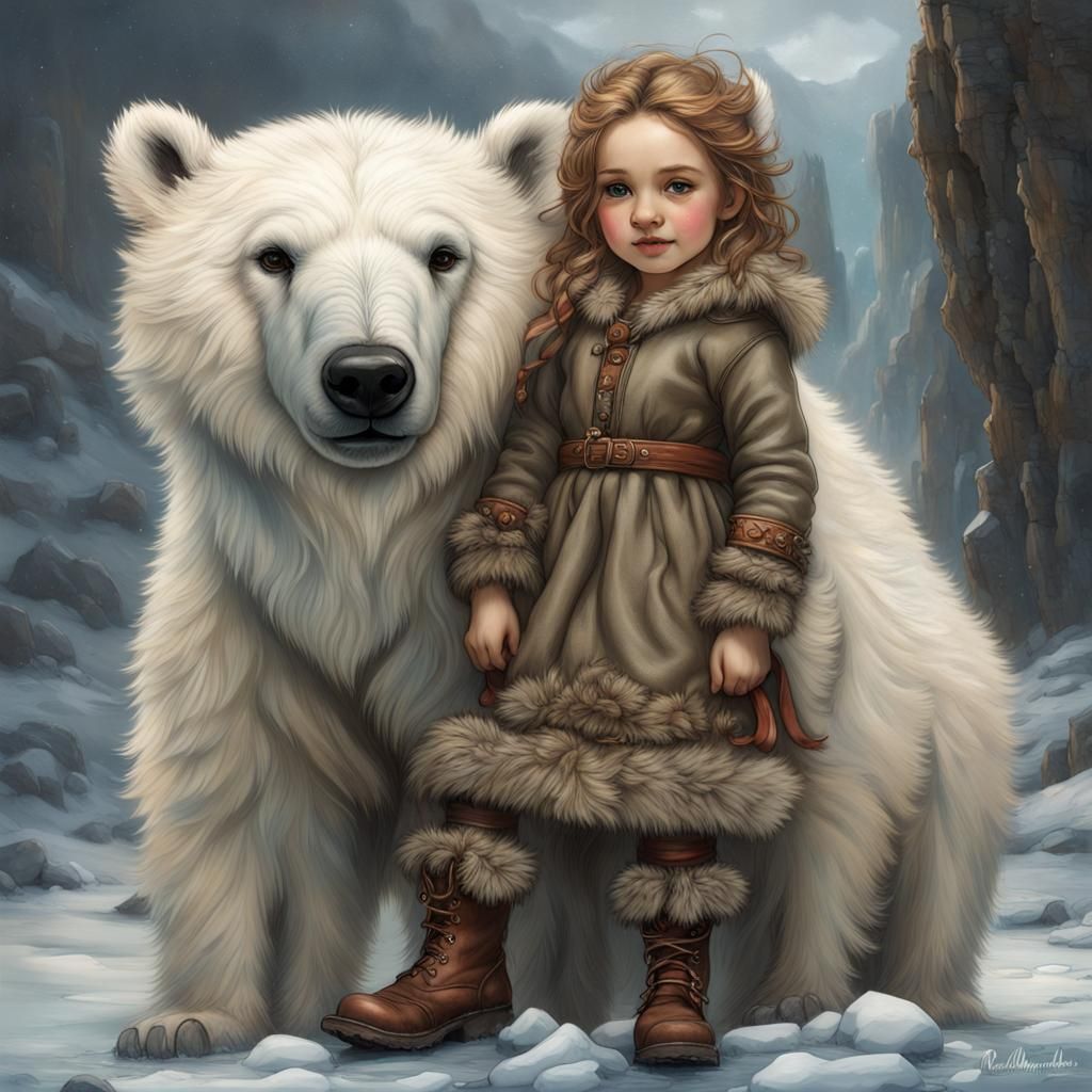 Polar Bear Cubs in Iceland: Detailed Matte Painting