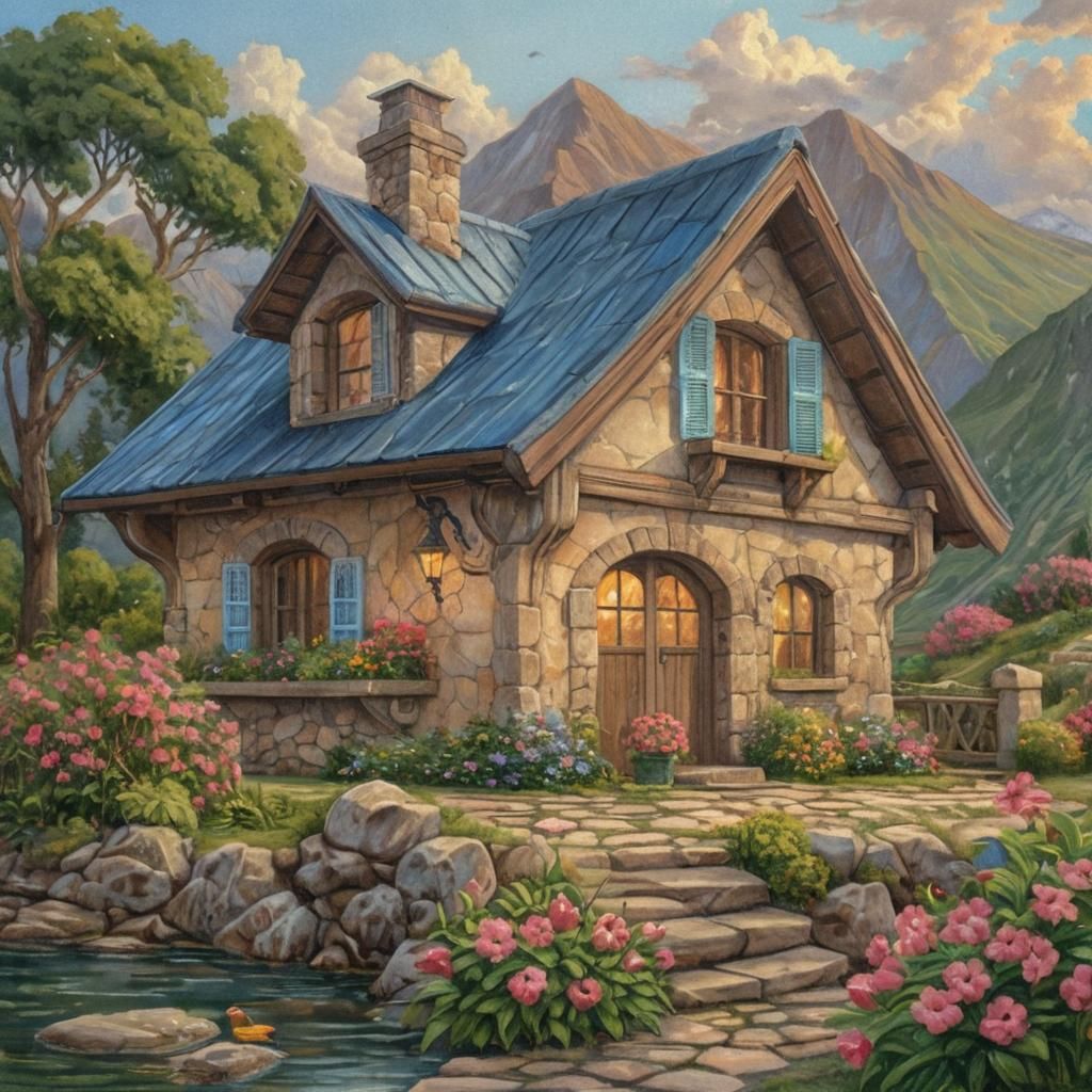 Idyllic Cottage Garden at Golden Hour