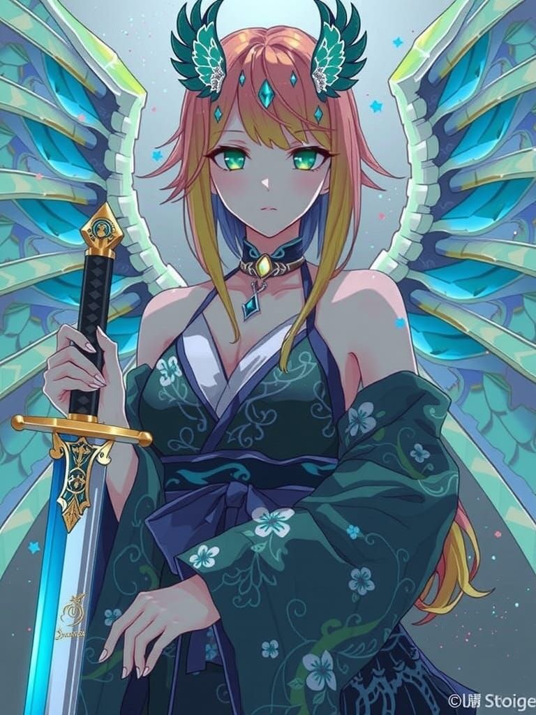 Anime Dragon Maiden in Kimono