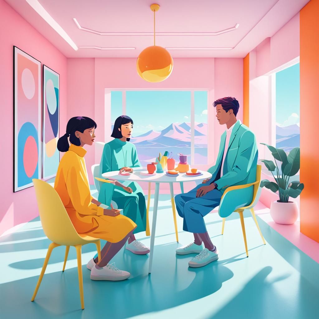 Dreamlike Cartoon Beings in Pop Art Style